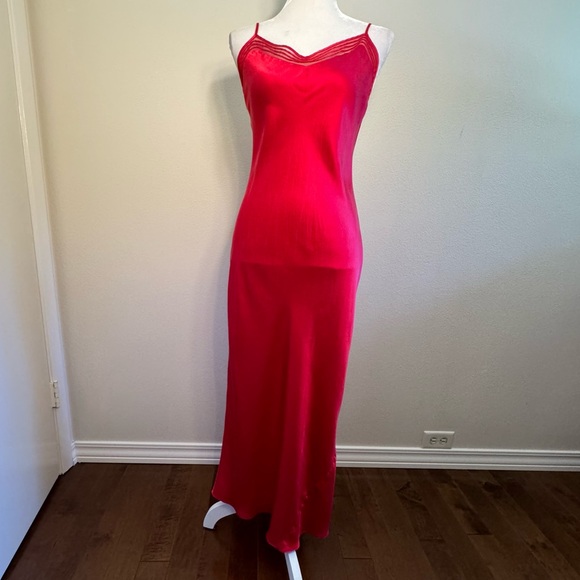 Victoria's Secret Other - Victoria’s Secret Red Silk Long Nightgown Lingerie
